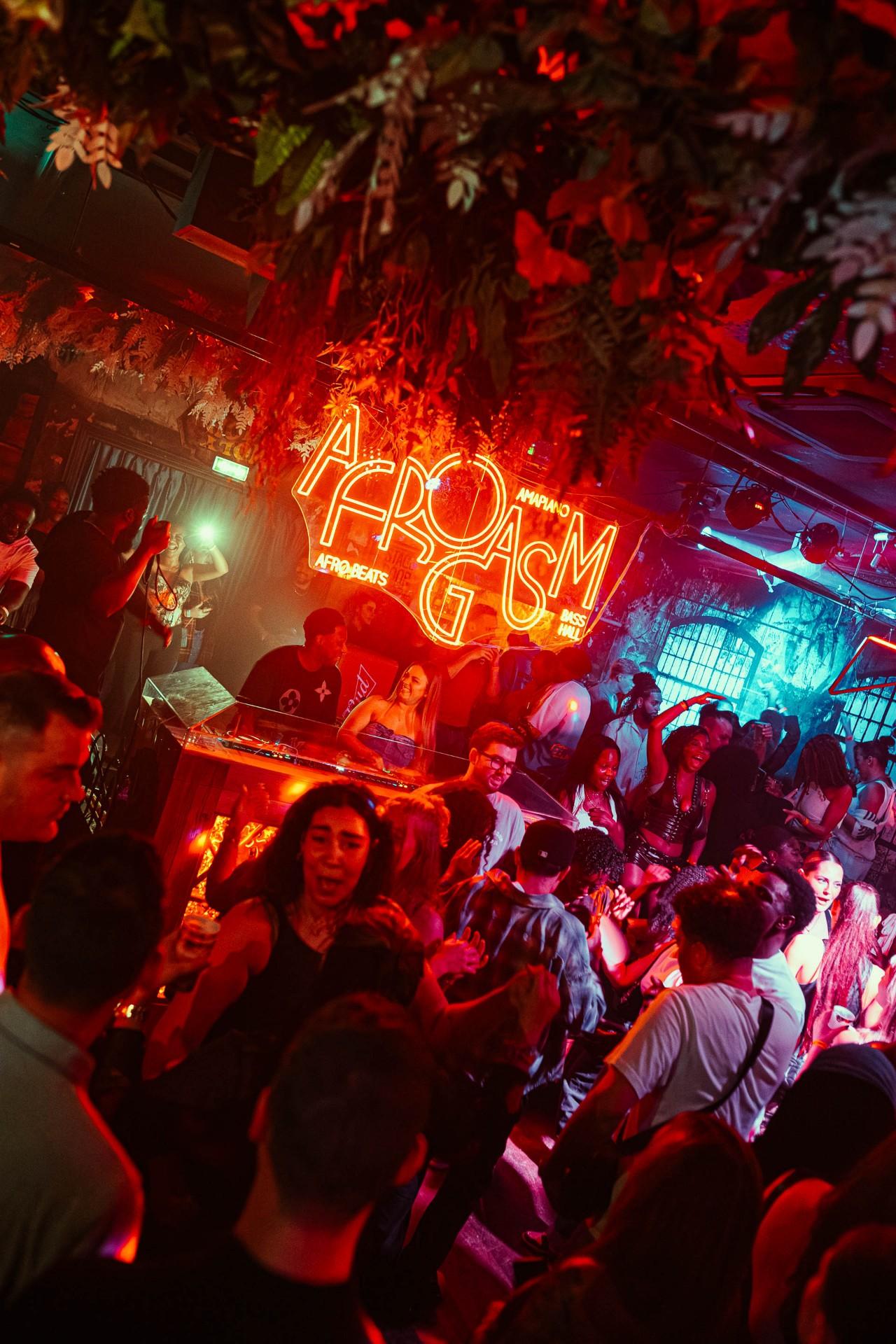 Neon atmosphere during AfroGasm club night